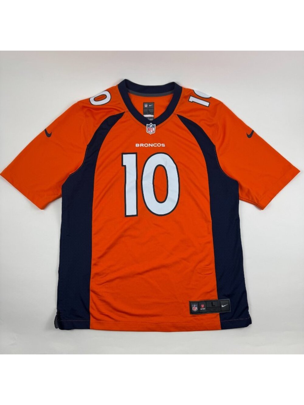 Nike On Field NFL Jersey 10 Jerry Jeudy Denver Broncos Men's Large Orange Blue